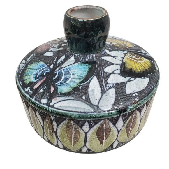 Tilgmans Sweden Art Pottery Vase MCM Mid Century Butterflies Siv Jakobsson - Picture 1 of 7